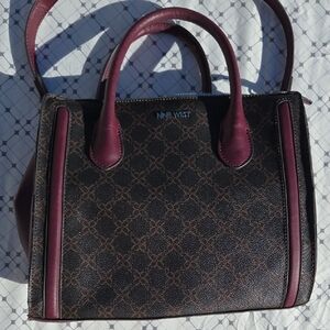 Nine West Black and Burgundy Satchel